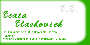 beata blaskovich business card